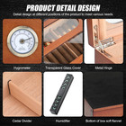 Cigar Humidor With Front Hygrometer  Humidifier And Accessory Drawers-tempered G