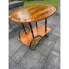 Vtg Italian Marquetry Tea   Bar Cart Wood Serving Drop Leaf  great For Display