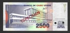 Cape Verde Paper Money 2500 Escudos Specimen 1989 Amilcar Cabral - Unc