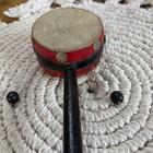 Den-den Daiko Black Hand-held Pellet Drum From Bahamas 8  Instrument Vintage