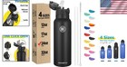 Dishwasher Safe 24oz Stainless Steel Sports Bottle - Black With Extra Straws