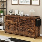 60 Inch Large 6 Drawers Storage Dresser Tv Stand For 65in Tvs Chest Of Drawers
