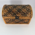 Vintage Wicker Treasure Chest Trinket Box Organizer With Handle