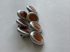 Set Of  7 Vintage Metal Buttons Orange Silver Self Shank 0 58   