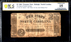 Pcgs F-15  1861 Confederate North Carolina  2 Treasury Note Printed On  20 Stock