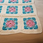 Vintage Hand-crocheted Granny Square Afghan Blanket     50    X 60    Perfect Cond 