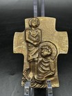 Vtg German Bronze Cross Modernist Christian Art Washing Of The Feet Ornament Box