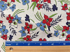  vintage Feed Sack  1930-50s Red White   Navy Flowers On White 43 l X 37 w