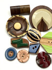 Vintage Lot Of 16 Wood   Plastic Layered Buttons - 3 4  To 1-7 8   z18 