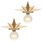 Star Flush Mount Light Fixture Vintage Industrial Brass Ceiling Metal Wall Set 2