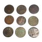 Lot Of  9  Colonial Era Half Pennies Low Grade Mix 1700s Great Britain    Worn