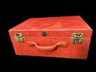 Vtg Shortrip 1930s Vanity Train Case Travel Crocodile Embossed Red Leather Read