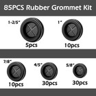 85pcs Rubber Grommet Kit 5 Sizes Double Sided Round Electrical 85pcs Grommets 