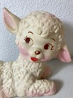 Vintage White Rubber Lamb Squeaker Toy Figurine 6 5   x5   