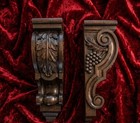 Set Of 2 Solid Wood Carved Corbels Wall Bracket Shelves Heavy Pair Christmas Gif