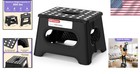 Folding Step Stool 9  Tall  300lb Capacity Non-slip Collapsible Stool Black
