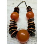 Vintage 1940s Rare Cherry Amber Butterscotch Bakelite   Wood Beaded Necklace