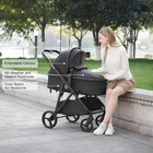 3-in-1 Baby Stroller  Convertible Stroller For Newborn Infant Toddler With Rever