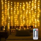 Led Window Curtain Light  Warm White Fairy String Light With Remote Control