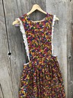 Vintage 70s Handmade Floral Maxi Pinafore Prairie Apron Dress