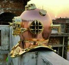 18  Brass Copper Finish Mark V Us Navy Deep Sea Scuba Iron Divers Diving Helmet