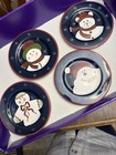 Vintage Christmas  The Caller   4 Ceramic Assorted Salad Plates Nib