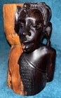 Vintage African Hand-carved Authentic Ebony Two-tone Wood Bust 6 5    Tall  s