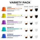 Grano Milano Variety Pack - 100 Espresso Pods Compatible With Nespresso Original