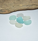 7 Genuine Sea Glass Blue White Beach Glass Pieces 16-23mm Crafts Jewelry