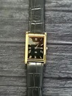 Gold Black Dial New Batt   Movt Men s Tank Dress Watch   