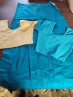 Silk Brocade Saree  Turquoise   Gold  Underpants   2 Shirts