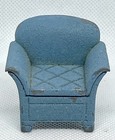 Tootsie Toy Metal Chair Miniature Dollhouse Furniture Blue Vintage Tootsietoy