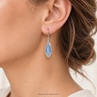 Blue Teardrop Earrings Frosted Sea Glass Silver Wire Braided Ladies