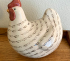 Ceramic Fat Hen Chicken Figurine 8  Tall Cream Color Smooth Glossy Finish