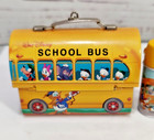 Vtg 2001 Hallmark Mini Disney Metal School Bus Lunch Box W thermos Ornament