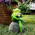 Frog Statue For Garden  Green Frog Figurine For Outdoor Coffee Frog Large