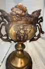 Antique Brass bronze Ornate Cast Pedestal Jardiniere Planter W cherubs 1800   s
