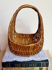 Vintage Wicker Wall Basket Hanging Flower Basket Cottage Farmhouse Decor