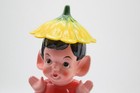 Vintage Pixie Elf Figurine Japan Brinn s Christmas Seated Flower On Head 1950s