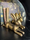 Two Antique Gold Bunny Rabbit Bookends Vintage Style Shelf Sitter Decor Figurine