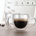 Set Of 4 Glass Coffee Mugs Double Walled Insulated Drinking With Handle 250ml Us