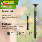  pack Of 50   14 X 3 Wood Structural Lag Screws  Black Coated Torx star Drive He
