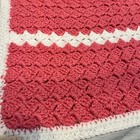 Handmade Crochet Baby Blanket Pink White Stripe Afghan Knit   57  X 60  Throw