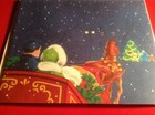 Vintage Christmas Greeting Card Couple  Sleigh Ride In The Snow Unused env
