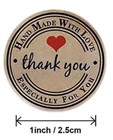 500 Pcs Kraft Sticker Roll Thank You Handmade With Love Self Adhesive