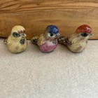 Vtg  Porcelain Majolica Miniature Bird Figurines  3  Hand Painted Japan