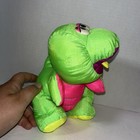 Vintage 1992 Fisher Price Dino T-rex Green Nylon Stuffed Animal Plush Toy  15 