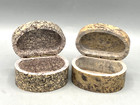 Pair Of Carved Stone Trinket Boxes With Hinged Lids Oval 2 1 4  X 3  X 1 5 8 