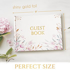 Guest Book Set Include Gold Pen And Corner Stickers Floral Design Sign-in Album