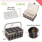 Sewing Basket With Floral Print Design - Sewing Kit Storage Box With Removabl   